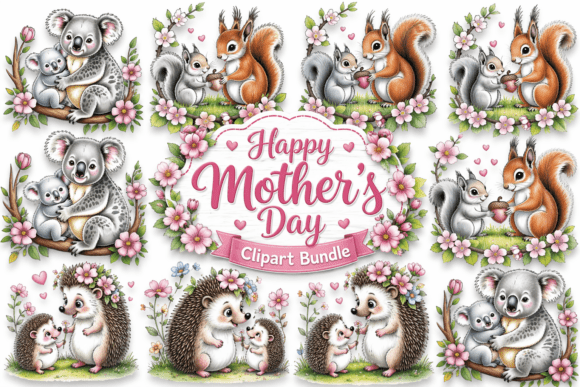 Adorable Animal Clipart for Mother's Day Projects
