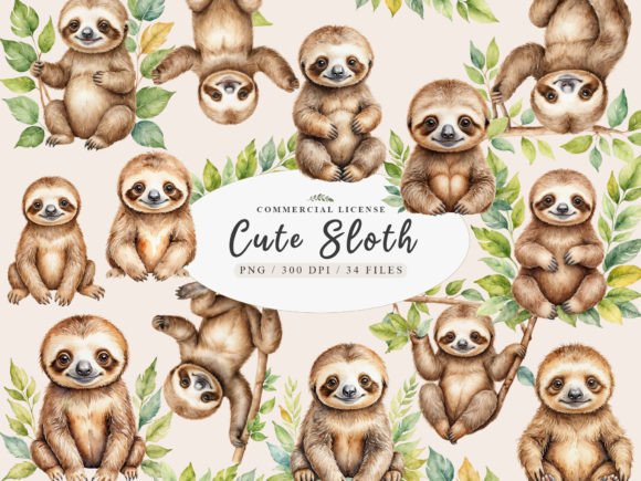 Adorable Baby Animal Sloth Clipart & Baby Sloth PNG: Design Guide