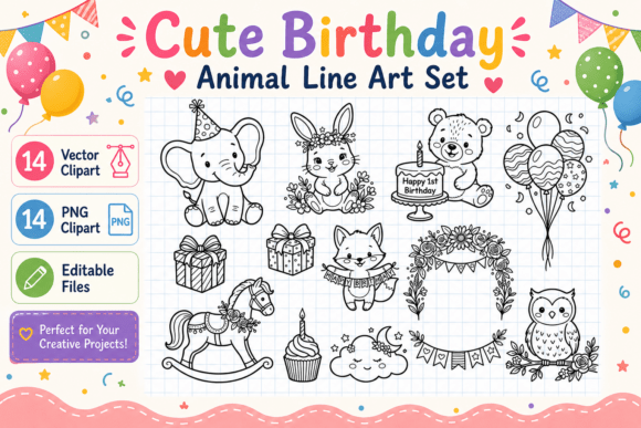 Adorable Birthday Line Art: A Creative Toolkit for Every Project