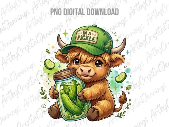 Adorable Highland Cow in a Pickle: Your Next Go-To PNG