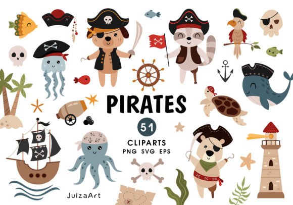 Adorable Pirate Animal SVGs for Creative Projects