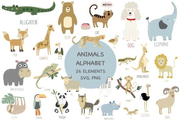 Animal Alphabet Clipart a-Z SVG PNG Set: Beyond Basic Letters