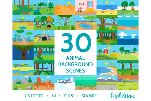 Animal Background Scene Clip Art: 30 Instant Habitats for Your Designs