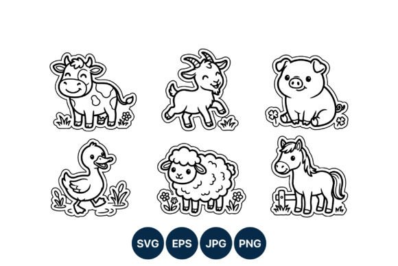 Bringing Joy to Your Projects: The Cute Farm Animal Line Art Set