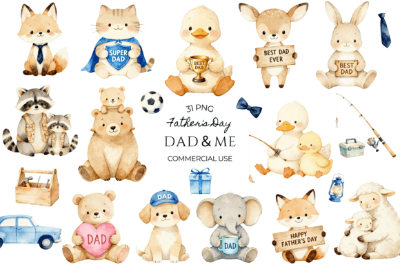 Celebrate the Hero in Your Life: Father's Day Animal Clipart, Dad and Me