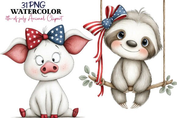 Celebrate with Adorable 4th of July Animal Clipart