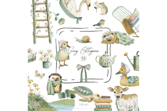 Cottagecore Animal Clipart PNG Bundle: A Whimsical Design Toolkit
