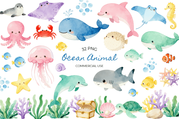 Cute Ocean Animal Clipart Watercolor Sea: Creative Guide
