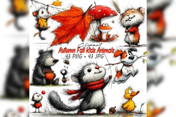 Embrace Autumn's Charm with Whimsical Kids Animal Clipart