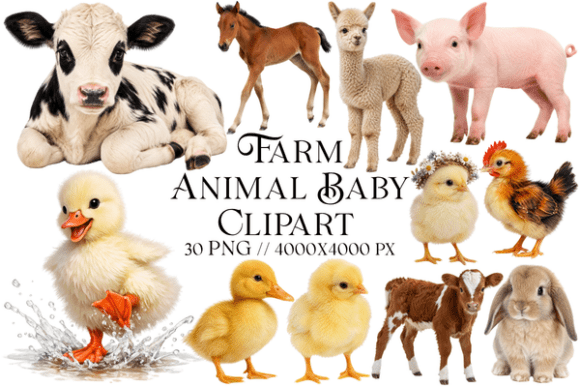 Farm Animal Baby Clipart: Adorable Design Assets for Every Project