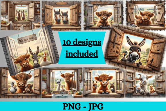 Farm Animal Cutting Board PNG Bundle: Whimsical Design Assets