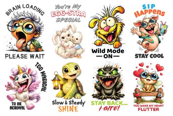 Funny Cute Animal Quotes Bundle: Whimsical PNG Designs for Every Project