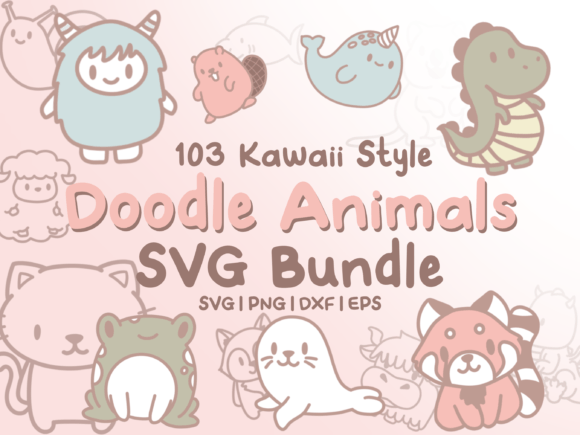 Kawaii Animal SVG Bundle: 103 Hand-Drawn Design Assets