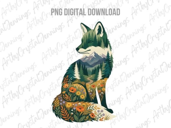 Nature Scenic Floral Animal Fox PNG: A Designer's Asset