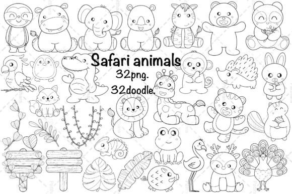 Safari Animal Doodle Clip Art: A Hand-Drawn Jungle Toolkit