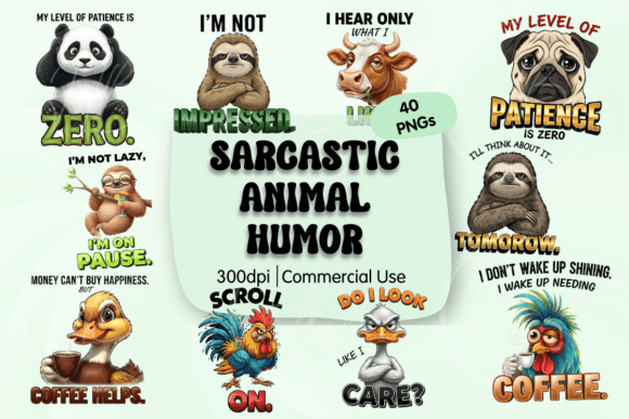 Sarcastic Animal Puns PNG Clipart: Injecting Irreverent Humor into Modern Design
