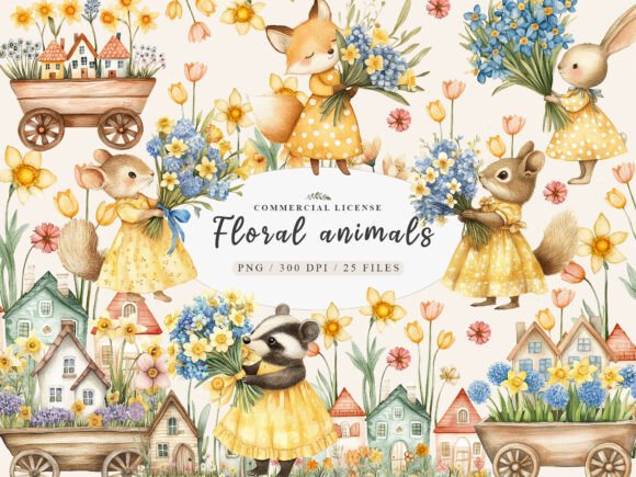 Spring Woodland Animal with Bouquet Png: A Creative Toolkit