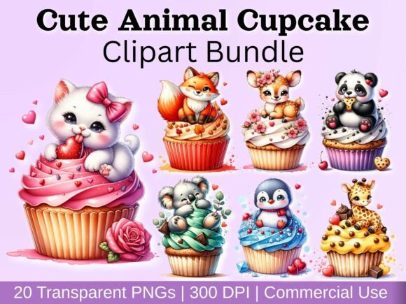 Sweeten Your Projects with Cute Animal Cupcake Clipart