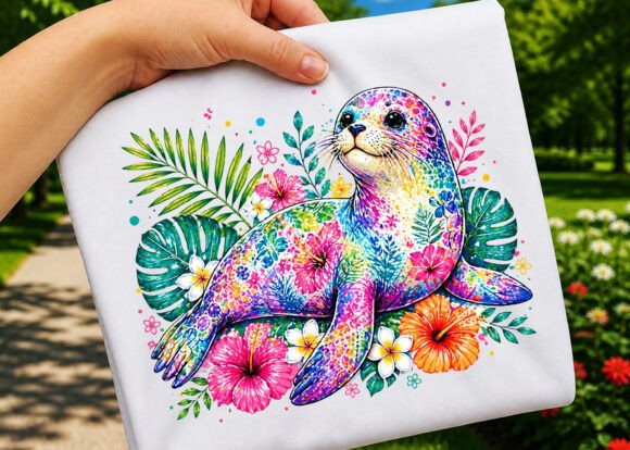 Tropical Summer Floral Seal Sea Animal: A Splash of Coastal Charm