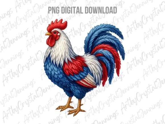 USA Patriotic Farm Rooster Animal PNG: A Design Asset for Every Creator