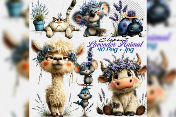 Whimsical Lavender Animal PNG Clipart: Dreamy Designs for Creative Projects