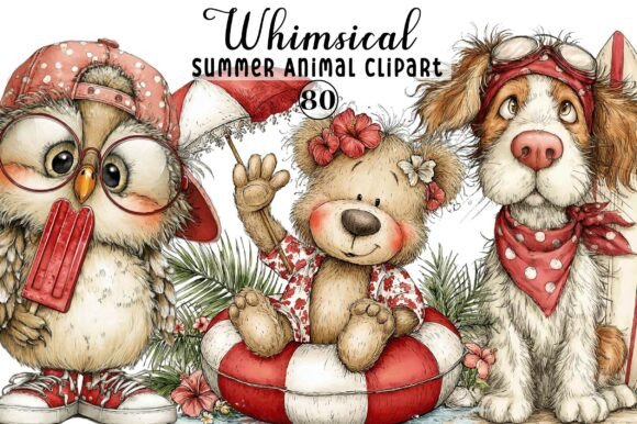 Whimsical Summer Animal Clipart for Creative Projects