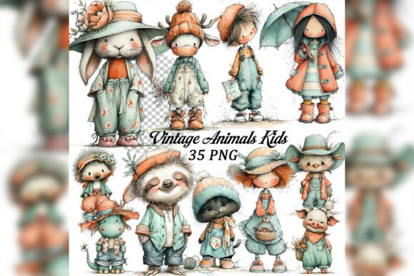 Whimsical Summer Animal Kids Clipart: Sunny Joy for Your Designs